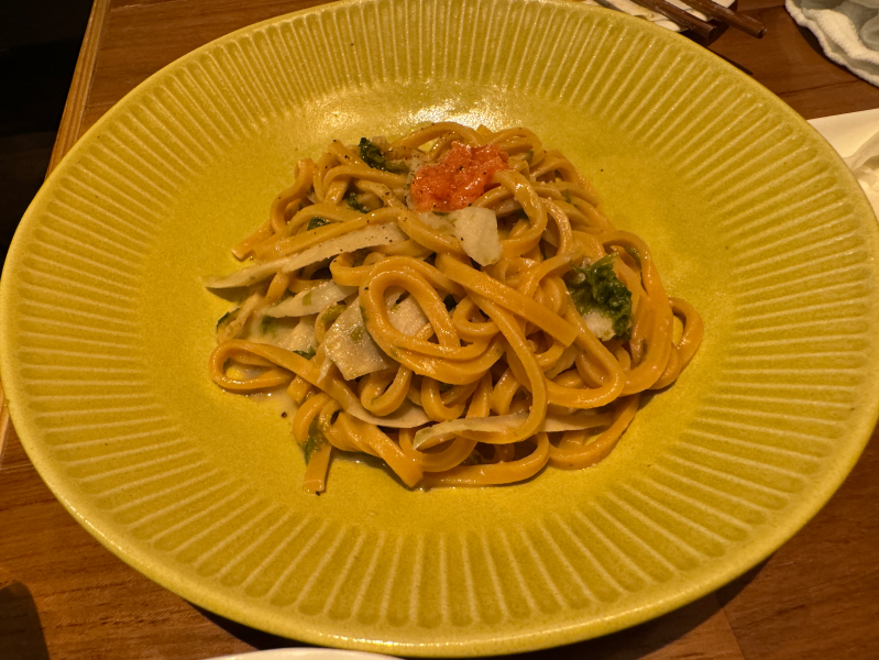 下町ビストロ リカリカの明太子とあおさのクリームソース(特製生パスタ)