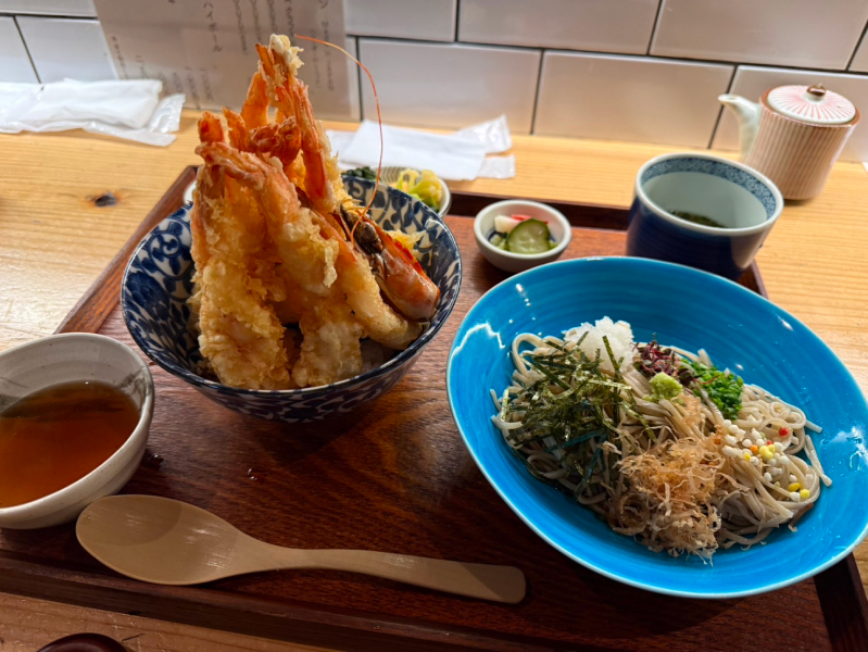 そば処 テツ美の海老天丼そば御膳